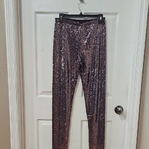 Gianni Bini Black and Pink Sequin Leggings